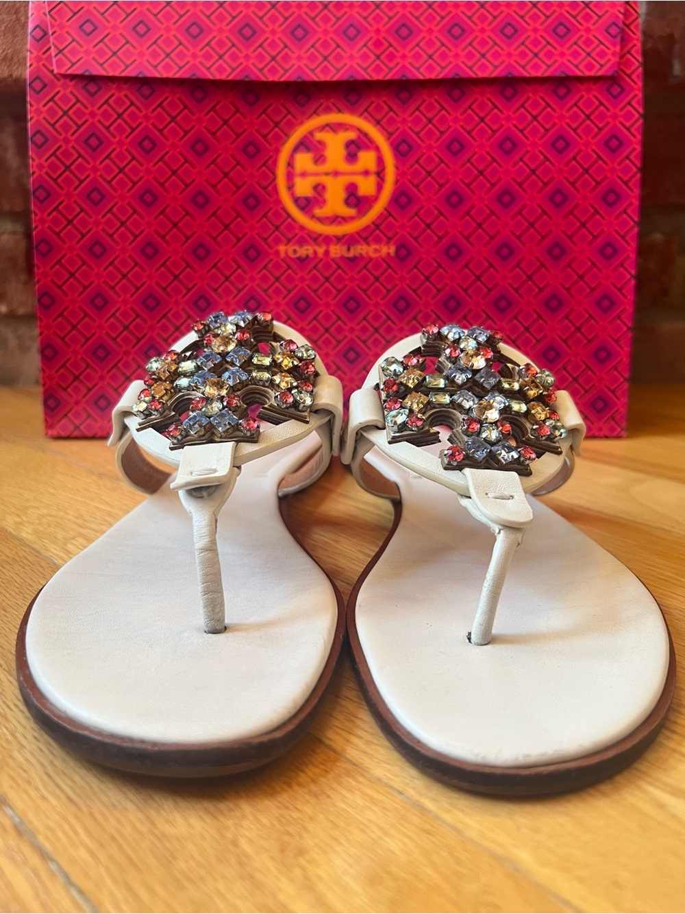 Tory Burch Multicolor Crystal Miller Leather Sandals - Picture 4 of 12